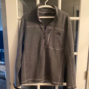 The North Face Gray Zip Up Sweater with Stand-Up Collar